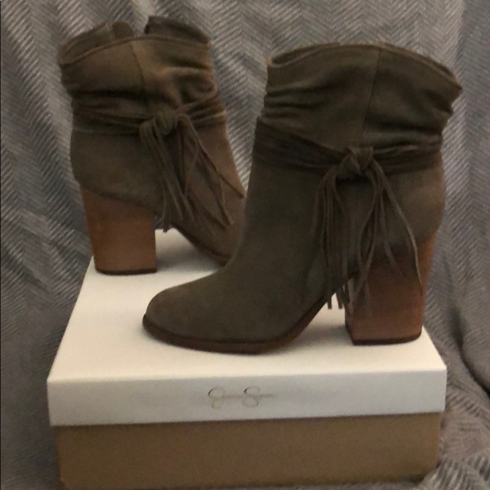 Brand New Jessica Simpson Olive Taupe Split Suede Boot